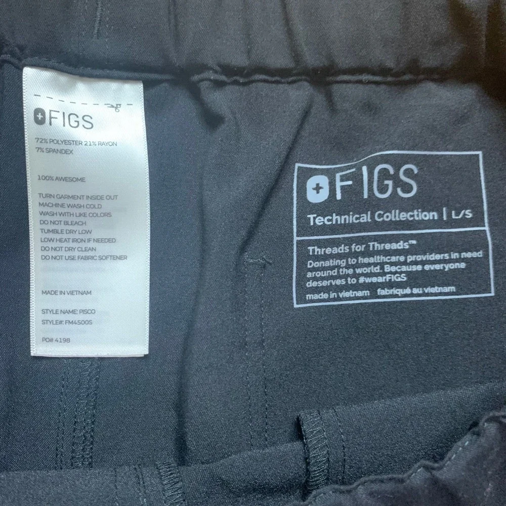 FIGS Scrub Pant Men L/S Black Pisco Technical Collection Straight Leg Drawstring
